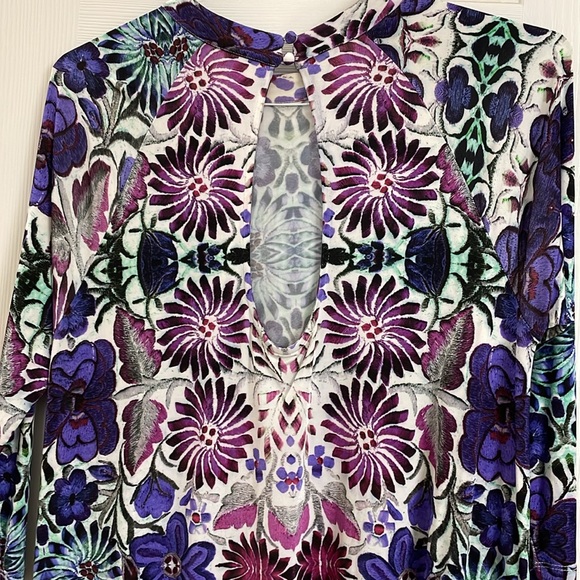 Free People A Line dress . Purple floral keyhole back . EUC - Picture 4 of 7